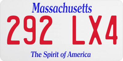 MA license plate 292LX4