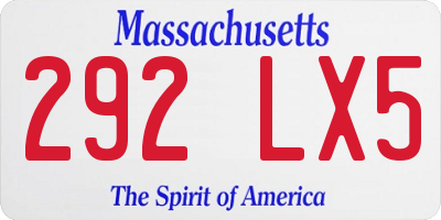 MA license plate 292LX5