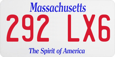 MA license plate 292LX6