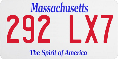 MA license plate 292LX7