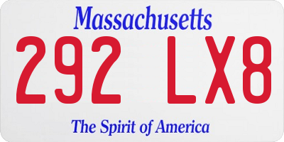 MA license plate 292LX8