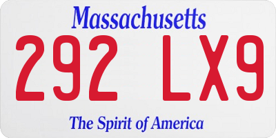 MA license plate 292LX9