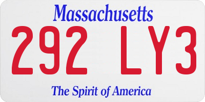 MA license plate 292LY3