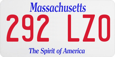 MA license plate 292LZ0