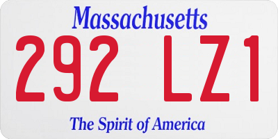 MA license plate 292LZ1