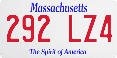 MA license plate 292LZ4