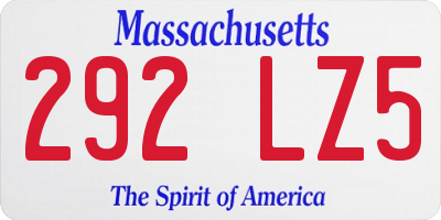 MA license plate 292LZ5