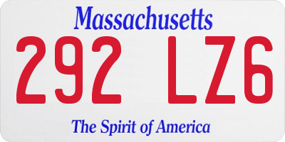MA license plate 292LZ6