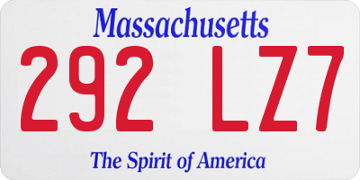 MA license plate 292LZ7