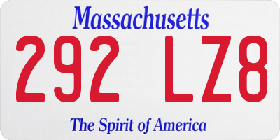 MA license plate 292LZ8