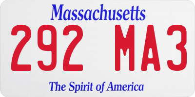 MA license plate 292MA3