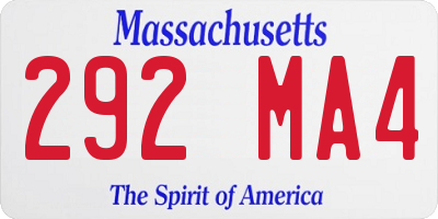 MA license plate 292MA4