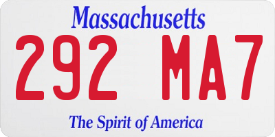MA license plate 292MA7