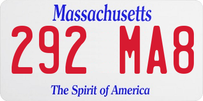 MA license plate 292MA8
