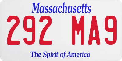 MA license plate 292MA9