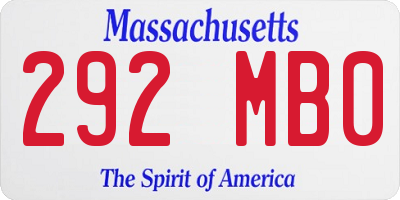MA license plate 292MB0