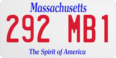 MA license plate 292MB1
