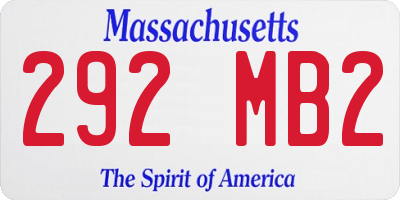 MA license plate 292MB2