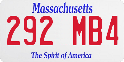 MA license plate 292MB4