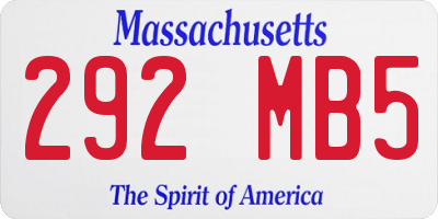MA license plate 292MB5