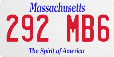 MA license plate 292MB6