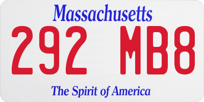 MA license plate 292MB8