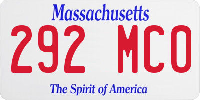 MA license plate 292MC0