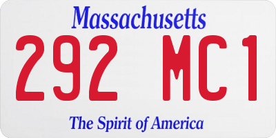 MA license plate 292MC1