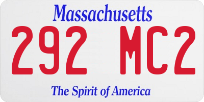 MA license plate 292MC2
