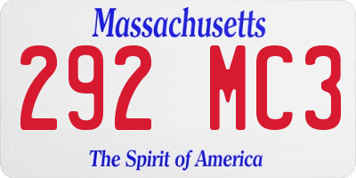 MA license plate 292MC3
