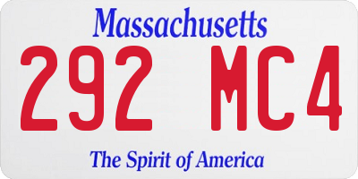 MA license plate 292MC4