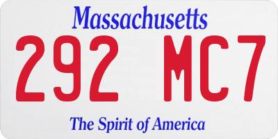 MA license plate 292MC7