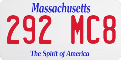 MA license plate 292MC8