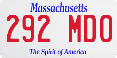 MA license plate 292MD0