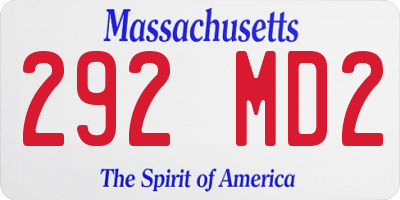 MA license plate 292MD2