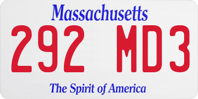 MA license plate 292MD3