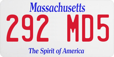 MA license plate 292MD5