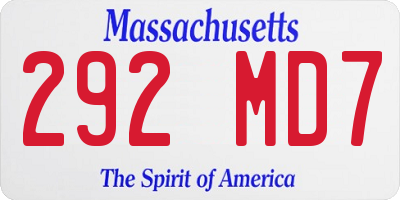 MA license plate 292MD7