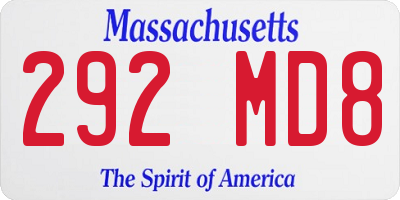 MA license plate 292MD8