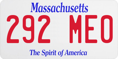 MA license plate 292ME0
