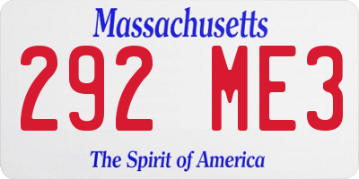 MA license plate 292ME3