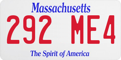 MA license plate 292ME4