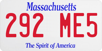 MA license plate 292ME5