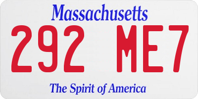MA license plate 292ME7