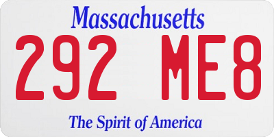 MA license plate 292ME8