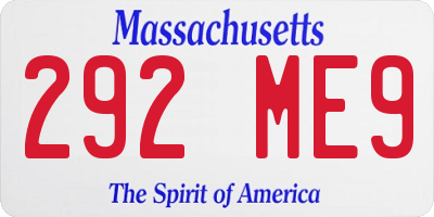 MA license plate 292ME9
