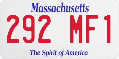 MA license plate 292MF1