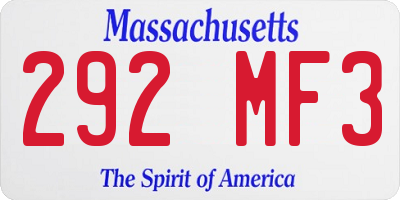 MA license plate 292MF3