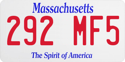 MA license plate 292MF5