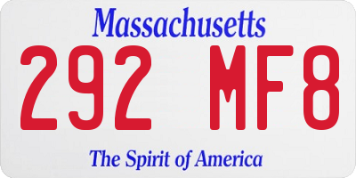 MA license plate 292MF8